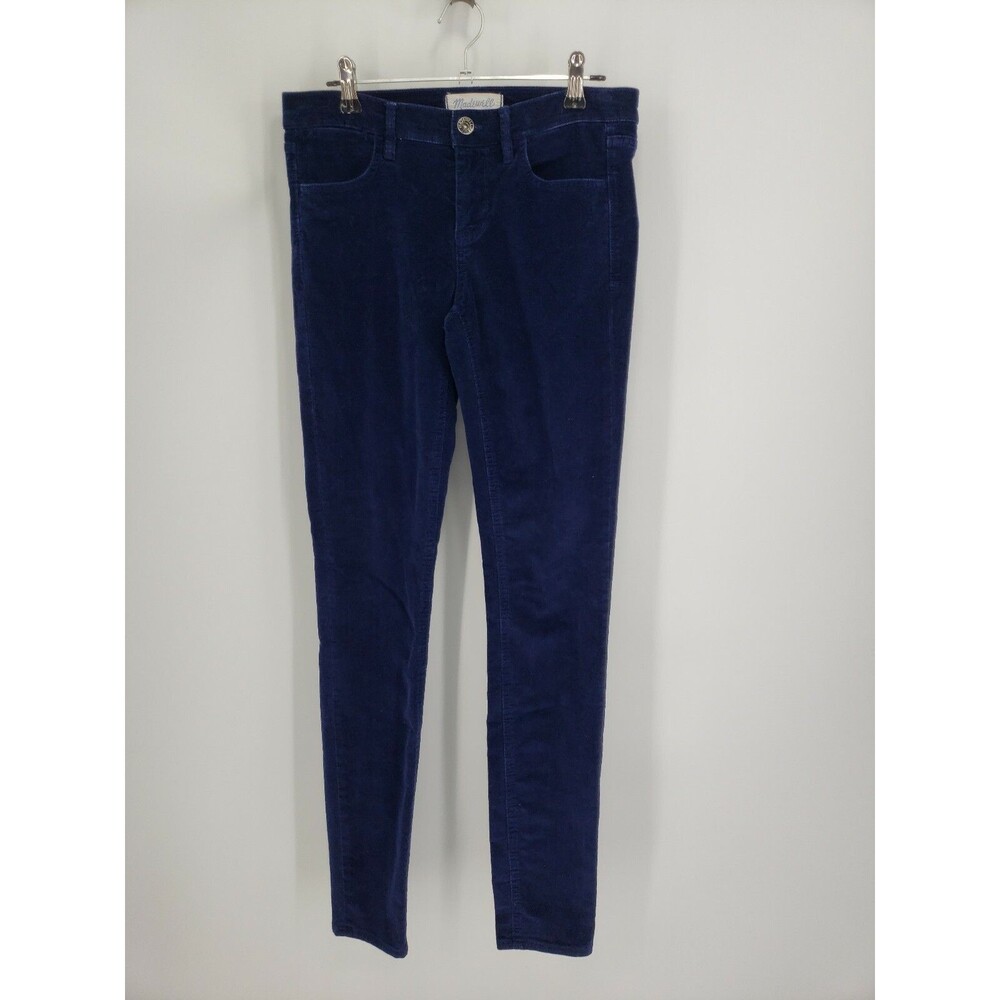 Madewell Women's Dark Blue Skinny Fit Corduroy Pants Cords Size 25 x 32 Stretch